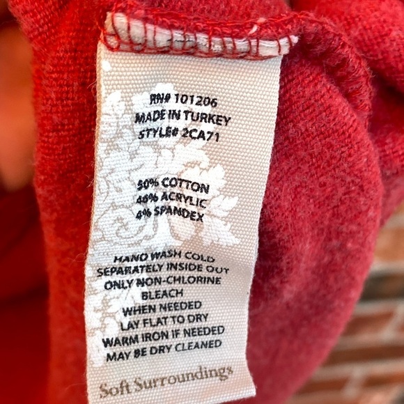 Soft Surroundings Womens Large Red Rayleigh Roll Tab Fleece Zip Sweater - Picture 7 of 9